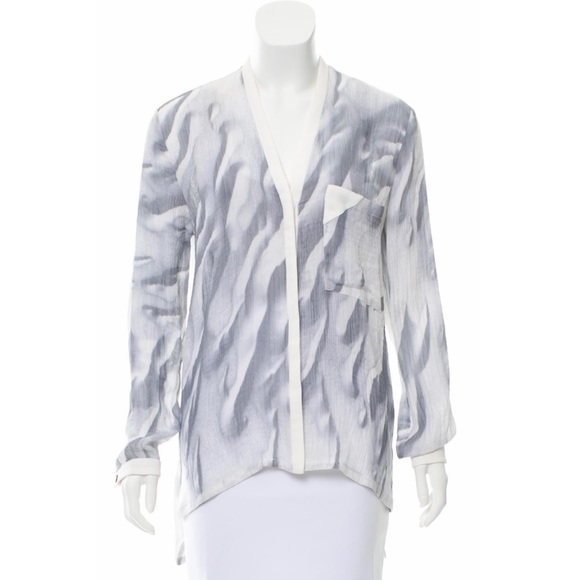 Helmut Lang Mars Print Silk Blouse Size P / XS / US 2 - Picture 8 of 12